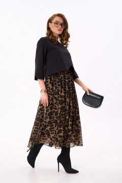 Платье NikVa 740-16 чёрный_шоколадный_леопард - фото 3