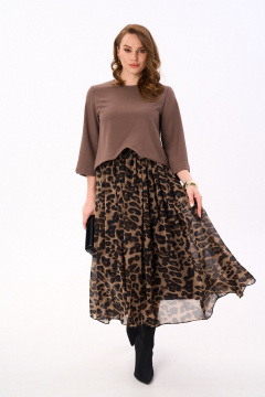 Платье NikVa 740-17 мокка_шоколадный_леопард - фото 3