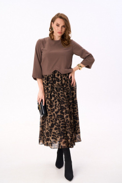 Платье NikVa 740-17 мокка_шоколадный_леопард - фото 1