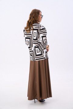 Жакет, юбка NikVa 986-1 шоколад_черно-белые_ромбы - фото 3