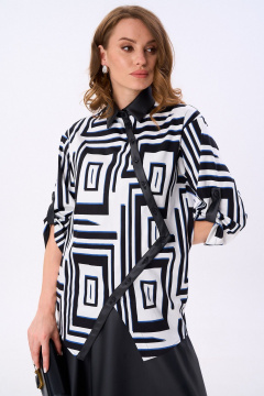 Жакет, юбка NikVa 986-2 чёрный_черно-белые ромбы - фото 2