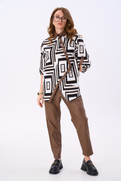 Жакет NikVa 987-1 чёрно-белые_ромбы_ шоколад - фото 1