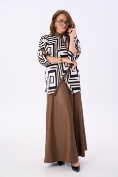 Жакет NikVa 987-1 чёрно-белые_ромбы_ шоколад - фото 5