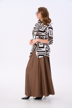 Жакет NikVa 987-1 чёрно-белые_ромбы_ шоколад - фото 4