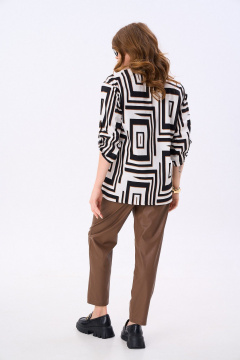 Брюки, жакет NikVa 988-1 чёрно-белые_ромбы_шоколад - фото 4