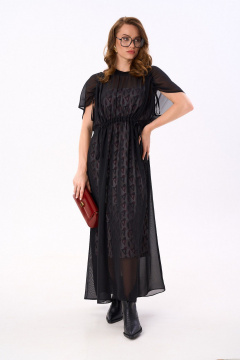 Платье NikVa 989-1 чёрный_ромбы_бургунди - фото 4