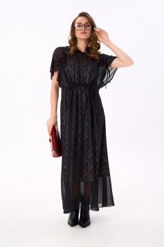 Платье NikVa 989-1 чёрный_ромбы_бургунди - фото 2