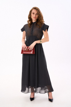 Платье NikVa 990-1 черный_ белый_горошек - фото 2