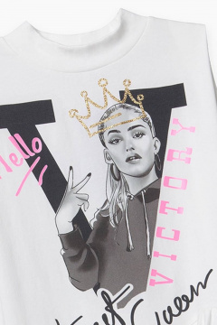 Платье трапеция, белое с сеткой и принтом, летнее Bell Bimbo 210223 молоко - фото 3