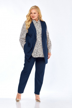 Блуза, брюки, жилет СиБон 0233 синий - фото 4