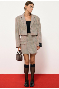 Жакет, юбка ATTIKA А3403-3 коричневый_в_клетку - фото 2