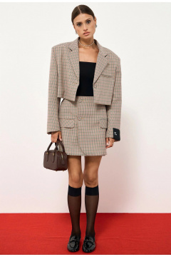 Жакет, юбка ATTIKA А3403-3 коричневый_в_клетку - фото 1