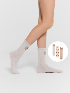 Носки Mark Formelle 430A-2884/B2-243430A-1 св.сер.меланж_нюдовый_капучино_рис.2884 - фото 2