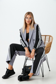 Брюки, жакет LM К1520155 черно-серый - фото 2