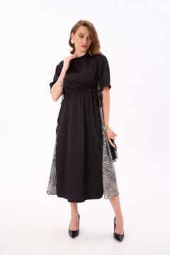 Платье NikVa 991-1 чёрный_ чёрно-белые_ракушки - фото 1