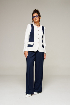 Брюки, жакет Beautiful&Free 6373 молочный+темно-синий - фото 1
