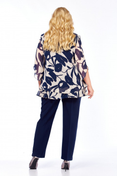 Блуза, брюки Элль-стиль 2213/8 темно-синий+бежевый - фото 4