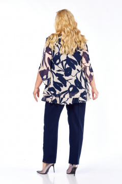 Блуза, брюки Элль-стиль 2213/8 темно-синий+бежевый - фото 3