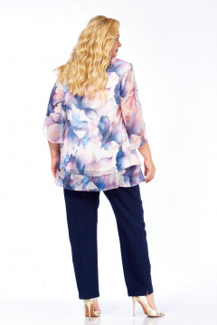 Блуза, брюки Элль-стиль 2213/9 сирень_принт_цветы - фото 5