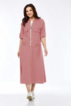 Бомбер, майка, юбка Милора-стиль 1333 клевер_розовый - фото 2