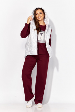 Брюки, жилет, свитшот TAiER 1380 жемчужный_ бордовый - фото 5