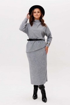 Джемпер, юбка Mislana 11137 серый - фото 5