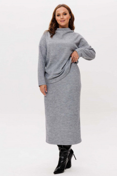 Джемпер, юбка Mislana 11137 серый - фото 4