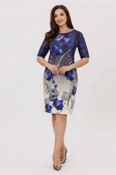 Платье Mislana 7281 синий/цветы - фото 1