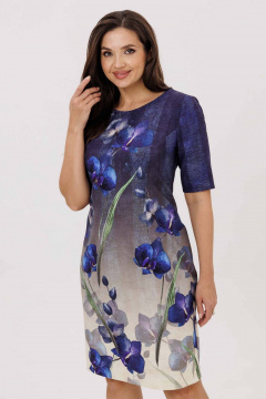 Платье Mislana 7281 синий/цветы - фото 3