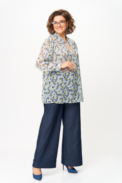 Блуза Michel chic 760/2 голубой_принт - фото 5