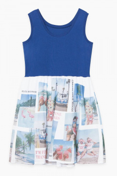 Платье летнее из текстиля и трикотажа с яркими принтами Bell Bimbo 211123 синий - фото 3