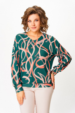 Джемпер Swallow 865.1 темно-изумрудный/принт - фото 5