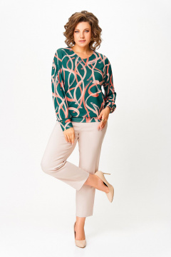 Джемпер Swallow 865.1 темно-изумрудный/принт - фото 2