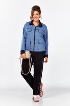 Костюм спортивный брюки бомбер больших размеров Lady Secret 2981/1 черный+синий - фото 3