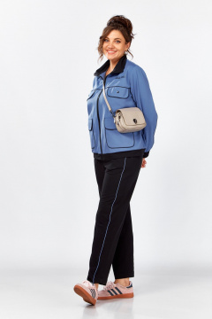 Костюм спортивный брюки бомбер больших размеров Lady Secret 2981/1 черный+синий - фото 4