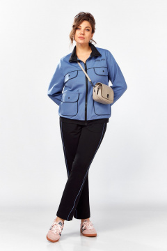 Костюм спортивный брюки бомбер больших размеров Lady Secret 2981/1 черный+синий - фото 1