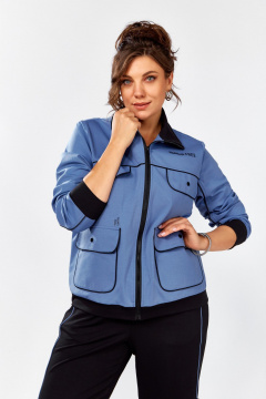 Костюм спортивный брюки бомбер больших размеров Lady Secret 2981/1 черный+синий - фото 5