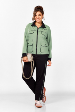 Костюм спортивный брюки бомбер больших размеров Lady Secret 2981/1 черный+фисташка - фото 1