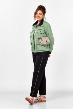 Костюм спортивный брюки бомбер больших размеров Lady Secret 2981/1 черный+фисташка - фото 4