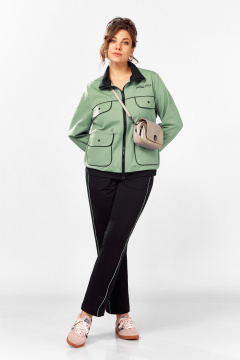 Костюм спортивный брюки бомбер больших размеров Lady Secret 2981/1 черный+фисташка - фото 3