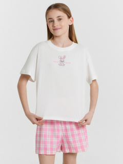 Футболка, шорты Mark Formelle 567748/25-37439ПП-14 белый_клетка_на_розовом_саше_3_сл_на_пол - фото 3