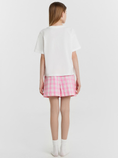 Футболка, шорты Mark Formelle 567748/25-37439ПП-14 белый_клетка_на_розовом_саше_3_сл_на_пол - фото 1