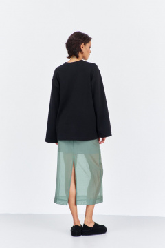 Джемпер, юбка FLAIM 2022 черный-зеленый мох - фото 5