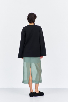 Джемпер, юбка FLAIM 2022 черный-зеленый мох - фото 4