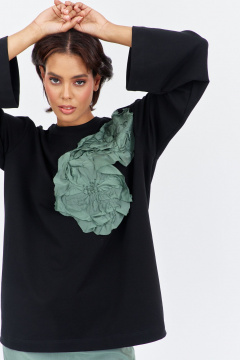 Джемпер FLAIM 2023 черный-зеленый мох - фото 3