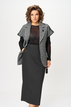 Жилет, юбка Michel chic 1433 серый_клетка-черный - фото 3