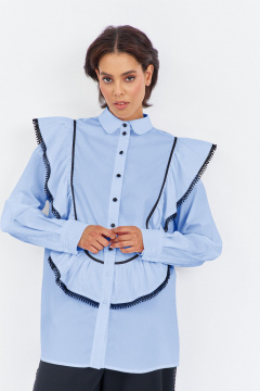 Блуза FLAIM 2030.02 черный-голубой - фото 1