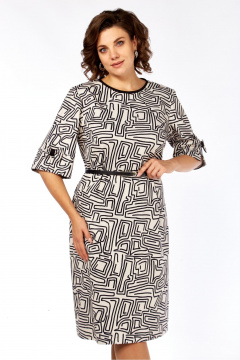 Платье Элль-стиль 2406 бежевый+черный - фото 4