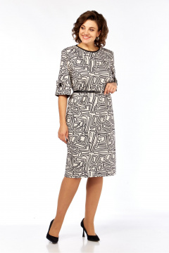 Платье Элль-стиль 2406 бежевый+черный - фото 3