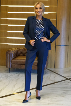 Блуза, брюки, жакет Alani Collection 2425  синий-крупный_горох - фото 2